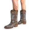 imageDREAM PAIRS Womens Cowboy Cowgirl Western Mid Calf Boots Square Toe Embroidered Stitched Pull On Country Boots with Low Chunky HeelDark Brown