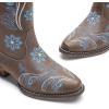 imageDREAM PAIRS Womens Cowboy Cowgirl Western Mid Calf Boots Square Toe Embroidered Stitched Pull On Country Boots with Low Chunky HeelDark Brown