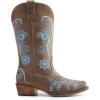 imageDREAM PAIRS Womens Cowboy Cowgirl Western Mid Calf Boots Square Toe Embroidered Stitched Pull On Country Boots with Low Chunky HeelDark Brown