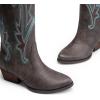 imageDREAM PAIRS Womens Cowboy Knee High Boots Comfortable Pull On Side Zipper Chunky Heel Embroidered Western Cowgirl Boots Retro Tall BootBrown