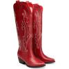 imageDREAM PAIRS Womens Cowboy Knee High Boots Comfortable Pull On Side Zipper Chunky Heel Embroidered Western Cowgirl Boots Retro Tall BootRed