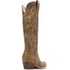 imageDREAM PAIRS Womens Cowboy Knee High Boots Comfortable Pull On Side Zipper Chunky Heel Embroidered Western Cowgirl Boots Retro Tall BootTan
