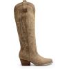 imageDREAM PAIRS Womens Cowboy Knee High Boots Comfortable Pull On Side Zipper Chunky Heel Embroidered Western Cowgirl Boots Retro Tall BootTan