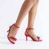 imageDREAM PAIRS Womens Double Bowknots Heels Open Square Toe Ankle Strap Crystal Rhinestone Dress Sandals for Party WeddingRedsatin
