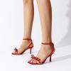imageDREAM PAIRS Womens Double Bowknots Heels Open Square Toe Ankle Strap Crystal Rhinestone Dress Sandals for Party WeddingRedsatin