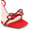 imageDREAM PAIRS Womens Double Bowknots Heels Open Square Toe Ankle Strap Crystal Rhinestone Dress Sandals for Party WeddingRedsatin