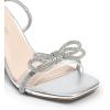imageDREAM PAIRS Womens Double Bowknots Heels Open Square Toe Ankle Strap Crystal Rhinestone Dress Sandals for Party WeddingSilverpu
