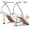 imageDREAM PAIRS Womens Double Bowknots Heels Open Square Toe Ankle Strap Crystal Rhinestone Dress Sandals for Party WeddingSilverpu