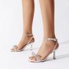 imageDREAM PAIRS Womens Double Bowknots Heels Open Square Toe Ankle Strap Crystal Rhinestone Dress Sandals for Party WeddingWhitepu