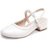imageDREAM PAIRS Girls Dress Shoes Slingback Heels Round Toe Pump for Little Big Kids Flower Party Wedding PrincessWhite