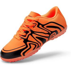 imageDREAM PAIRS Boys Girls Indoor Turf Soccer Cleats Lace Up Athletic Youth Futsal Football Shoes for LittleBig KidOrange