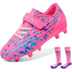 imageDREAM PAIRS Boys Girls Soccer Cleats Kids Football Shoes for LittleBig Kid SDSO2307KHot PinkRoyal BlueSock