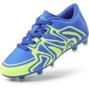 imageDREAM PAIRS Boys Girls Soccer Cleats Youth Firm Groud Baseball Cleats Sport Athletic Outdoor Trainning Football Shoes for LittleBig KidRoyalLemonGreenSilver