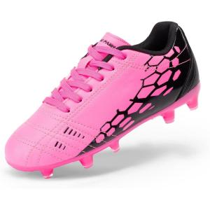 imageDREAM PAIRS Boys Girls Soccer Football Cleats Shoes for LittleBig KidHot PinkBlack
