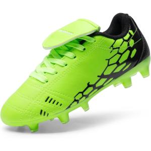 imageDREAM PAIRS Boys Girls Soccer Football Cleats Shoes for LittleBig KidNeonGreenBlack