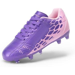 imageDREAM PAIRS Boys Girls Soccer Football Cleats Shoes for LittleBig KidPurplePink