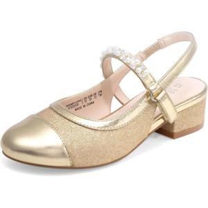 imageDREAM PAIRS Girls Dress Shoes Slingback Heels Round Toe Pump for Little Big Kids Flower Party Wedding PrincessGold