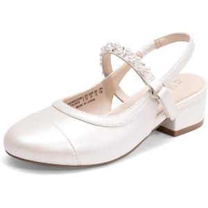 imageDREAM PAIRS Girls Dress Shoes Slingback Heels Round Toe Pump for Little Big Kids Flower Party Wedding PrincessIvory