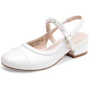 imageDREAM PAIRS Girls Dress Shoes Slingback Heels Round Toe Pump for Little Big Kids Flower Party Wedding PrincessWhite