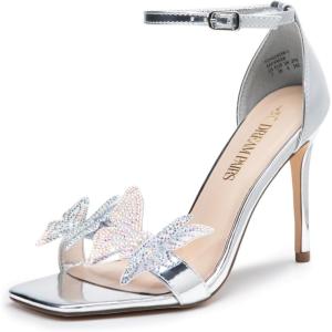 imageDREAM PAIRS Lace Up High Heels Stilletos Gladiator Open Square Toe Fashion Dressy Wedding Bridal Pumps SandalsSilvermetallic