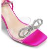 imageDREAM PAIRS Stiletto Bow Heels for Women Strappy Sparkly Rhinestone Square Toe Clear Crystal High Sandals for Party WeddingHot Pinksatin