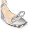 imageDREAM PAIRS Stiletto Bow Heels for Women Strappy Sparkly Rhinestone Square Toe Clear Crystal High Sandals for Party WeddingSilverpu