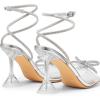 imageDREAM PAIRS Stiletto Bow Heels for Women Strappy Sparkly Rhinestone Square Toe Clear Crystal High Sandals for Party WeddingSilverpu