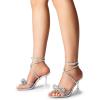 imageDREAM PAIRS Stiletto Bow Heels for Women Strappy Sparkly Rhinestone Square Toe Clear Crystal High Sandals for Party WeddingSilverpu