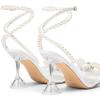 imageDREAM PAIRS Stiletto Bow Heels for Women Strappy Sparkly Rhinestone Square Toe Clear Crystal High Sandals for Party WeddingWhitepearl