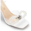 imageDREAM PAIRS Stiletto Bow Heels for Women Strappy Sparkly Rhinestone Square Toe Clear Crystal High Sandals for Party WeddingWhitepearl