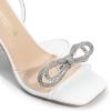 imageDREAM PAIRS Stiletto Bow Heels for Women Strappy Sparkly Rhinestone Square Toe Clear Crystal High Sandals for Party WeddingWhitepu