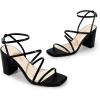 imageDREAM PAIRS Womens Heels Chunky Block Strappy Square Open Toe Ankle Buckle Heeled Sandals Wedding Party Dress Shoes IndieBlack