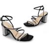 imageDREAM PAIRS Womens Heels Chunky Block Strappy Square Open Toe Ankle Buckle Heeled Sandals Wedding Party Dress Shoes IndieBlackrhinestone