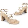 imageDREAM PAIRS Womens Heels Chunky Block Strappy Square Open Toe Ankle Buckle Heeled Sandals Wedding Party Dress Shoes IndieNude