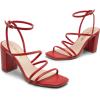 imageDREAM PAIRS Womens Heels Chunky Block Strappy Square Open Toe Ankle Buckle Heeled Sandals Wedding Party Dress Shoes IndieRedpu