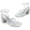 imageDREAM PAIRS Womens Heels Chunky Block Strappy Square Open Toe Ankle Buckle Heeled Sandals Wedding Party Dress Shoes IndieSilverrhinestone