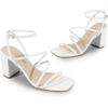 imageDREAM PAIRS Womens Heels Chunky Block Strappy Square Open Toe Ankle Buckle Heeled Sandals Wedding Party Dress Shoes IndieWhite