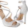 imageDREAM PAIRS Womens High Heels Sexy Cross Square Open Toe Strappy Dressy Sexy Stylish Stilettos Heels SandalsSilverglitter