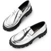 imageDREAM PAIRS Womens Loafers Lug Sole Slip On Platform Chunky Penny Loafers for Women Dressy and Work Business Casual Shoes for WomenSilverpat