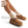 imageDREAM PAIRS Womens Slippers for Women Genuine Suede Platform Cozy FuzzyEasy Womens Platform Slipon Slippers Winter Fluffy Warm Comfy Furry Shoes for Outdoor Indoor HouseChestnut