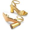 imageDREAM PAIRS Womens Strappy Round Heels Open Square Toe Ankle Strap Party Sandals Dress ShoesGoldpu