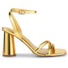 imageDREAM PAIRS Womens Strappy Round Heels Open Square Toe Ankle Strap Party Sandals Dress ShoesGoldpu
