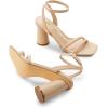 imageDREAM PAIRS Womens Strappy Round Heels Open Square Toe Ankle Strap Party Sandals Dress ShoesNudepu