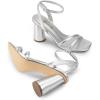 imageDREAM PAIRS Womens Strappy Round Heels Open Square Toe Ankle Strap Party Sandals Dress ShoesSilverpu