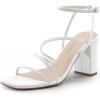 imageDREAM PAIRS Womens Heels Chunky Block Strappy Square Open Toe Ankle Buckle Heeled Sandals Wedding Party Dress Shoes IndieWhite