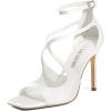imageDREAM PAIRS Womens High Heels Sexy Cross Square Open Toe Strappy Dressy Sexy Stylish Stilettos Heels SandalsWhitesatin