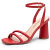 imageDREAM PAIRS Womens Strappy Round Heels Open Square Toe Ankle Strap Party Sandals Dress ShoesRedpu
