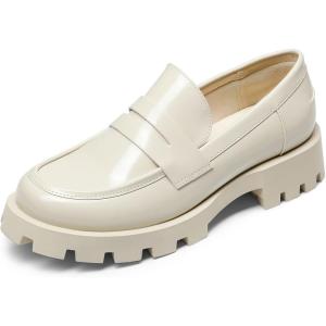 imageDREAM PAIRS Womens Loafers Lug Sole Slip On Platform Chunky Penny Loafers for Women Dressy and Work Business Casual Shoes for WomenBeigepat