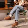 imageDREAM PAIRS Ankle Winter Mini Boots for Women Genuine Suede Faux Fur Lining Water Resistant Warm Snow Boots Slip On Memory Foam Comfort Booties FuzzyClassicChestnut