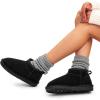 imageDREAM PAIRS Ankle Winter Mini Boots for Women Genuine Suede Faux Fur Lining Water Resistant Warm Snow Boots Slip On Memory Foam Comfort Booties FuzzyClassicBlack